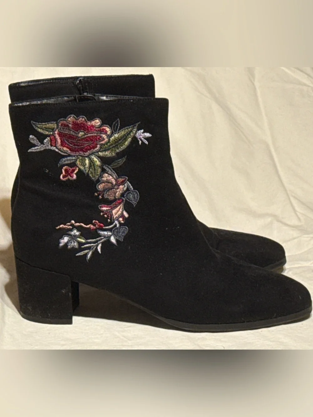 IMPo Electra Black Floral Embroidered Ankle Boots 7.5 Whimsigoth Fall Boho